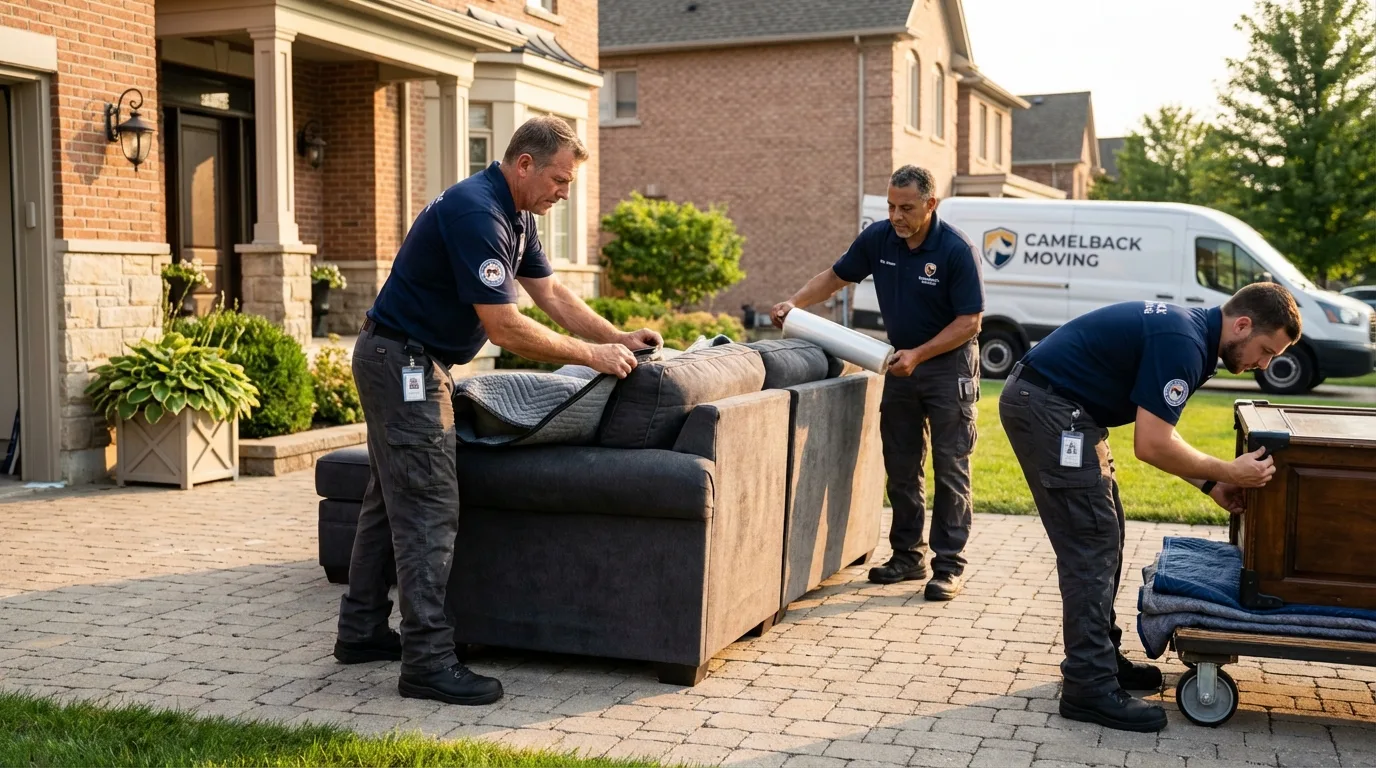 Large estate moving crew wrapping furniture in Marksville, LA