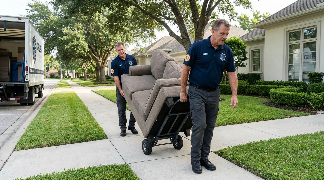 Local residential moving crew loading furniture in Marksville, LA